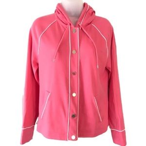Jones NY Fuchsia Pink Hoodie Sweater Jacket M